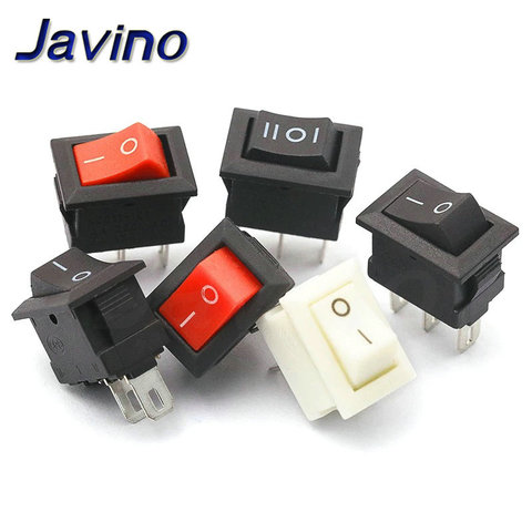 10pcs Mini Rocker Switch SPST Black and Red Snap in Switches Button AC 250V 3A / 125V 6A 2/3Pin I/O 10*15mm On-off Switch Rocker ► Photo 1/6