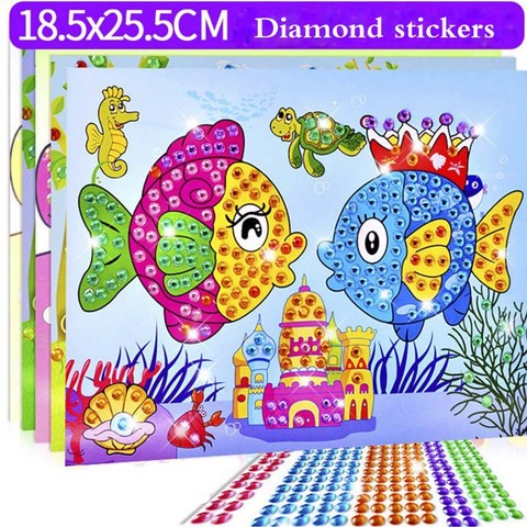 5pcs/lot DIY Diamond Stickers Handmade Crystal Paste Painting Mosaic Puzzle Toys Random Color Kids Child Stickers Toy Gift ► Photo 1/6