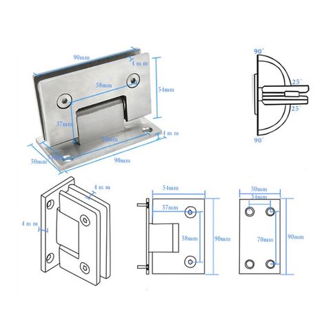 8-12mm Glass Door Hinge Bathroom Shower Door Frameless Bracket Wall Mounted Door Hinges WXTC ► Photo 1/6