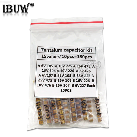15Values SMD Tantalum capacitor assortment kit 1uf-220uf A/B Case Tantalum capacitor set 1UF 2.2UF 4.7UF 10UF 47UF capacitors ► Photo 1/2