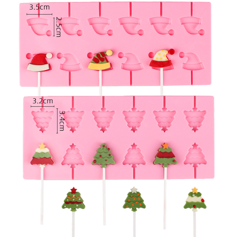 Christmas Silicone Chocolates Lollipop Molds Square Round 18 Shaped Candy Fondant Cake Baking Decorating Tools ► Photo 1/6