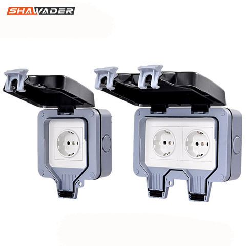 Outdoor Wall Sockets EU Plug Electrical Power Outlets IP66 Weather Dust Proof Waterproof IP66 Outside Use Masterplug 1/2 Way ► Photo 1/6