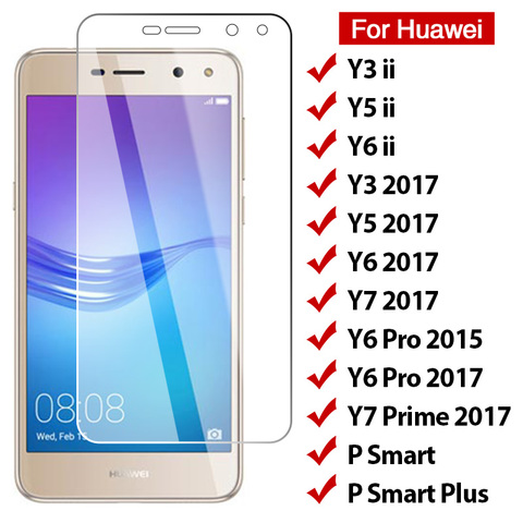 2pcs HD Tempered Glass for Huawei Y5 ii Y6 Pro 2017 Y3 2022 Y7 Prime Screen Glass for Huawei P Smart Plus Glass on Y6 ii Y3 ii ► Photo 1/6