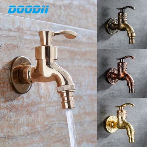 Wall Mount Bibcock Antique Dragon Carved Brass Retro Small Tap Decorative Outdoor Garden Faucet Washing Machine Mop WC Taps ► Photo 1/6