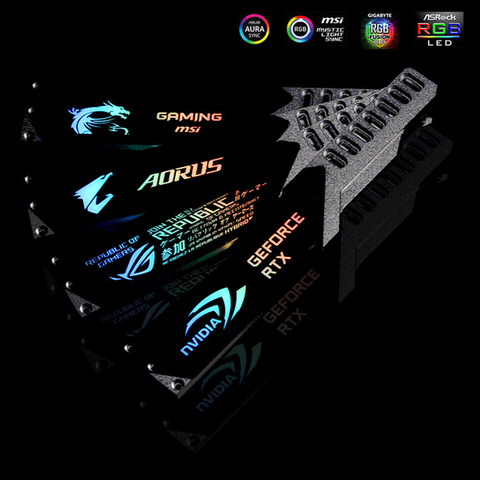 GPU Holder Bracket Aluminum Alloy Graphics Card Jack 5V 3PIN ARGB/ 12V 4PIN RGB VGA Frame NVIDIA ROG AORUS AURA SYNC Symphony ► Photo 1/3