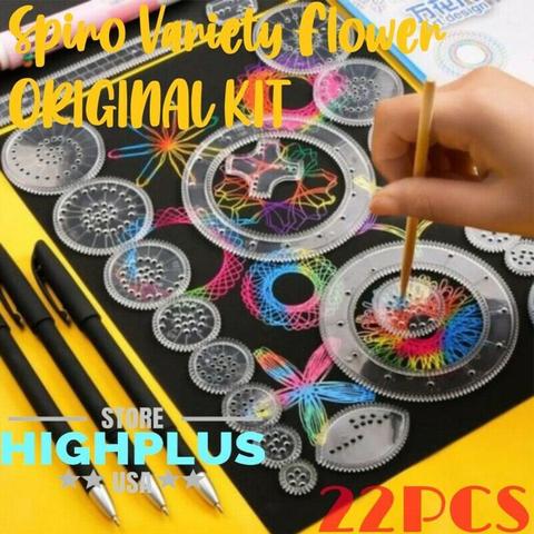 22Pcs Spirograph Drawing Ruler Toys Set Learning Educational Toys for Children Interlocking Gears Wheels Drawing Accessories ► Photo 1/6