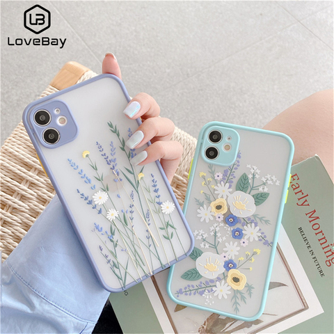 Lovebay NEW Fashion Pretty Flowers Phone Case For iPhone 11 Pro Max 7 8 Plus X XR XS Max SE 2022 Luxury Color Thick Border Cover ► Photo 1/6
