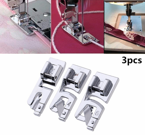 3Pcs sewing accessories Narrow Rolled Hem Sewing Machine Presser Foot Set Household sewing tools embroidery hoop 5BB5569 ► Photo 1/6