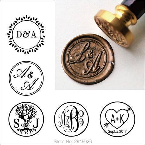 Custom Rustic Two initials Wax Seal Stamp,Custom Wax Seal Stamp Kit,personalised wedding invitation seals,wedding gift, ► Photo 1/6