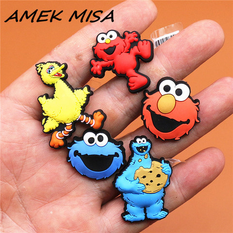 High imitation 1pcs Cartoon PVC Shoe Charms Sesame Street Shoe Accessories Shoe Buckle Decorations fit Croc JIBZ Kids X-mas Gift ► Photo 1/6