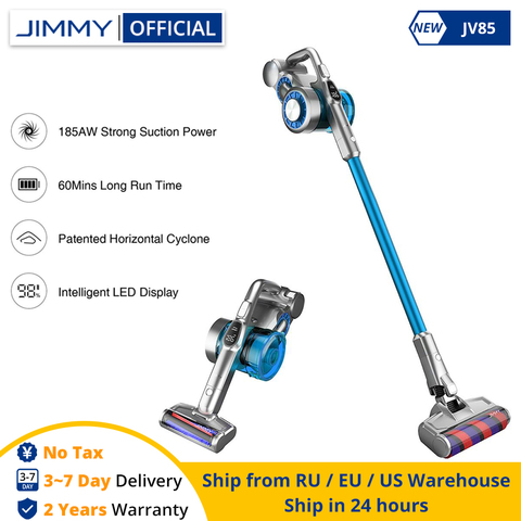 JIMMY JV85 Cordless Handheld Vacuum Cleaner 24Kpa Suction 60 Mins Run Time LED Display Patented Horizontal Cyclone Dust Cleaner ► Photo 1/6