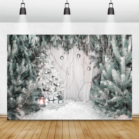 Laeacco Christmas Photophone Pine Trees Snow Gifts Winter Photography Backdrops Photo Backgrounds Baby Birthday Photozone Props ► Photo 1/6