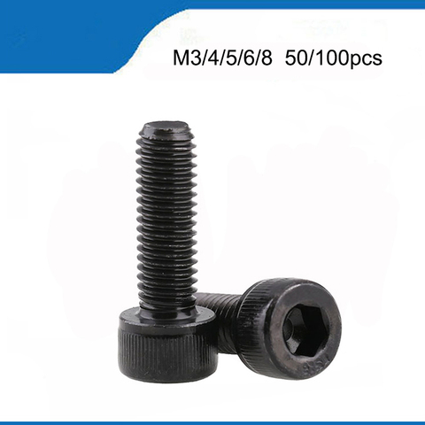 50/100Pcs M3 M4 M5 M6 M8 DIN912 Stainless Steel Hex allen Socket Cap Head Screw Black grade 12.9 Metric Screws Length 4mm-30mm ► Photo 1/4