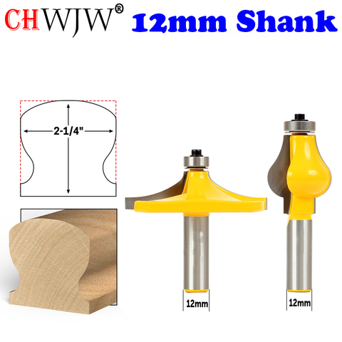 CHWJW 1-2PC 12mm Shank Traditional Thumbnail  Classical & Beaded Handrail Router Bit Set Woodworking cutter Tenon Cutter ► Photo 1/6