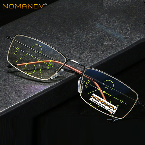 Titanium Alloy Frame Anti-fatigue Lens Men Women Progressive Multifocus Reading Glasses Add 75 100 125 150 175 200 To 400 ► Photo 1/6