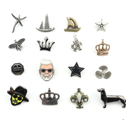 Fashion New Men Brooch Retro Golden Crown Glasses Tobacco Pipe Guitar Leaves Pins Collar Suit Breastpin Pin Men's Suit Dressup ► Photo 1/6