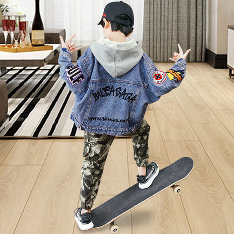 Boys Jacket Spring Summer Kids Coat Jeans Turn Down Collar Tops for Teenage Korean Fashion Children Clothing 2022 New 2-12Years ► Photo 1/6