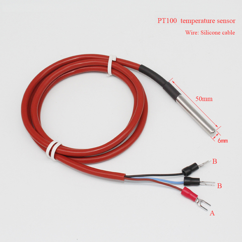 -50~300'C PT100 temperature sensor 2 wire type / 3 wire type 6*50mm Thermocouple Thermal resistance with 1m silicone cable ► Photo 1/1