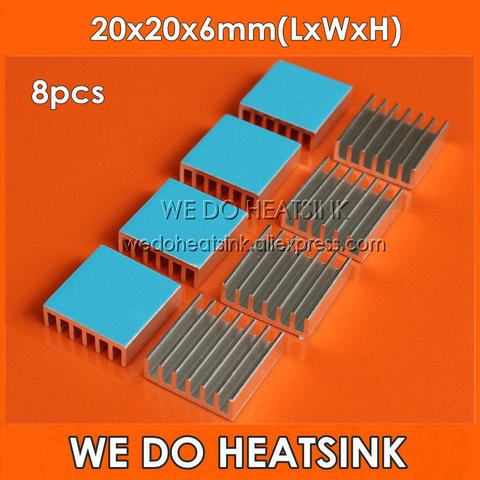 WE DO HEATSINK 8pcs 20x20x6mm Aluminum Cooling Cooler Heat Sink With Blue Thermal Conductive Adhesive Tape ► Photo 1/5