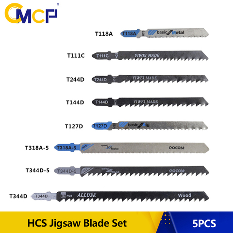 CMCP 5pcs HCS Jigsaw Blade Set T111C T118A T127D T144D T244D T318A T344D T344D-5 T Shank Saw Blade For Wood/Metal Cutting ► Photo 1/6