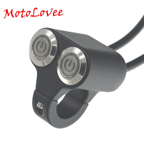 LED 22mm Motorcycle Switches Handlebar Mount Button Switch Headlight Hazard Brake Fog Light ON OFF Aluminum Alloy Manual Return ► Photo 1/6