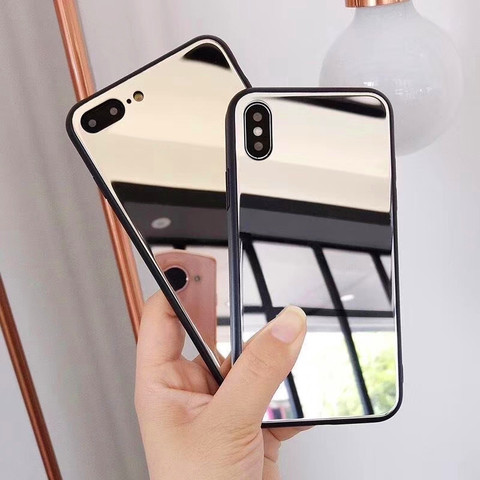 Full Mirror Bling Soft Case for IPHONE 12 Mini 11 Pro Max Xs X XR Plating Cover Cases for iPhone 7 8 6 6s Plus Coque Makeup ► Photo 1/6