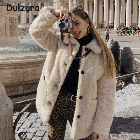 2022 Winter Thicken Warm Teddy Fur Jacket Coat Women Casual Fashion Lamb Faux Fur Overcoat Fluffy Cozy Loose Outerwear Female ► Photo 1/6