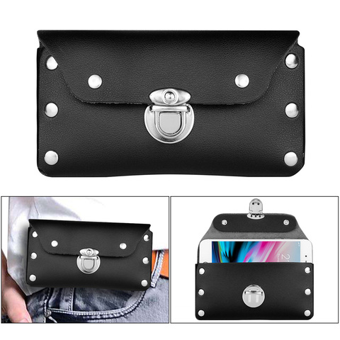 Universal Genuine Leather Case for iPhone Huawei Xiaomi Samsung Mens Waist Pack Protective Bag for 4.5-6.5 inch Mobile Phones ► Photo 1/6