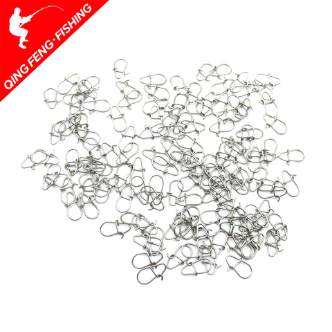 50pcs/bag Stainless Steel Hook Fast Clip Lock Snap Swivel Solid Rings Safety Snaps Fishing Hook Connector ► Photo 1/5