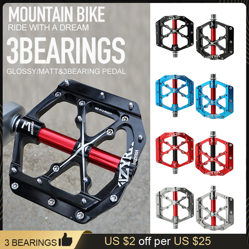 Mzyrh Ultralight Bicycle Pedal Aluminum Cycling  MTB Road Bike Pedals 3 Bearings 