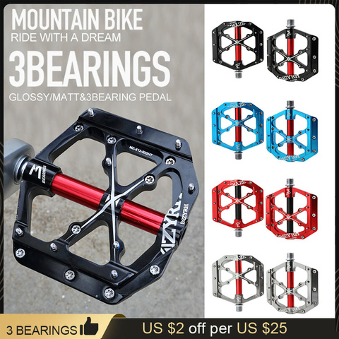 MZYRH 3 Sealed Bearing Bicycle Pedals Aluminum Alloy Matt Glossy Ultralight Anti-slip MTB Mountain Road Bike Pedals ► Photo 1/6
