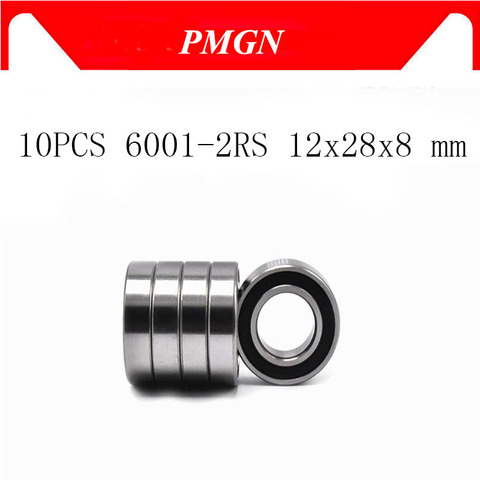 10PCS ABEC-5 6001-2RS 6001 2RS 6001RS 6001 RS 180101 RS 12x28x8 mm Rubber seal High quality Deep Groove Ball Bearing 6001-2RSH ► Photo 1/6