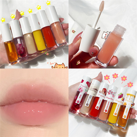 Wine Lees Rose Lip Oil Moisturizing Transparent Glass Dry Flower Lip Balm Nourishing Mirror Lip Honey Plumper Lipstick Primer ► Photo 1/6