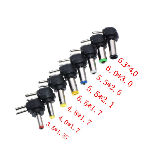 8PCS/Set Universal Laptop dc tip Adapter 90 Degree 2Pin To 4.01.7Mm/3.51.35Mm Dc Connector ► Photo 1/6