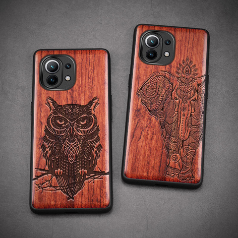 2022 New For Xiaomi Mi 11 Case Slim Wood Back Cover TPU Bumper Case On Xiaomi Mi 11 Mi11 Pro Phone Cases ► Photo 1/6