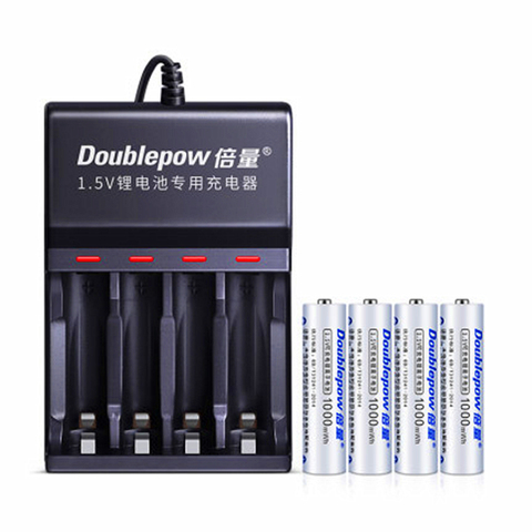 4PCS original 1.5v AAA 1000mWh rechargeable battery large capacity rechargeable lithium battery + 4 slot USB smart charger ► Photo 1/4
