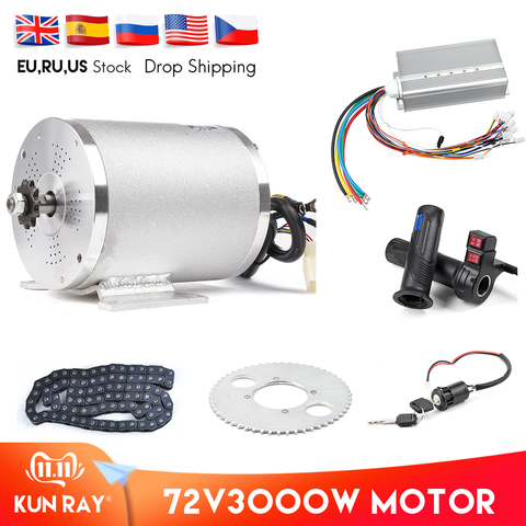 1Set Electric Motor 72V 3000W Brushless Motor Controller 48V - 72V 50A Reverse Twist Throttle Power Ignition Lock Scooter Kit ► Photo 1/6