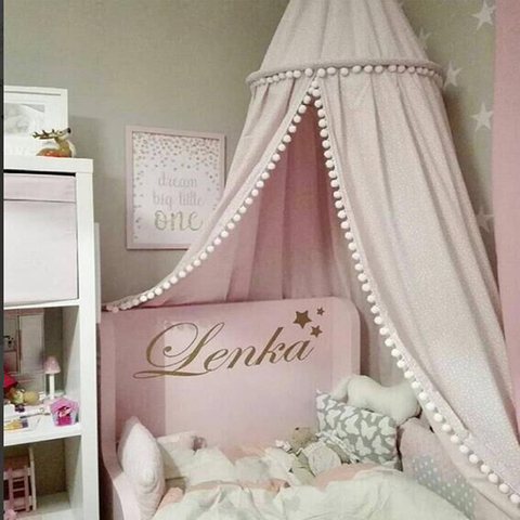 Cotton Baby Room Decoration Balls Mosquito Net Kids Bed Curtain Canopy Round Crib Netting Tent Photography Props Baldachin 245cm ► Photo 1/6