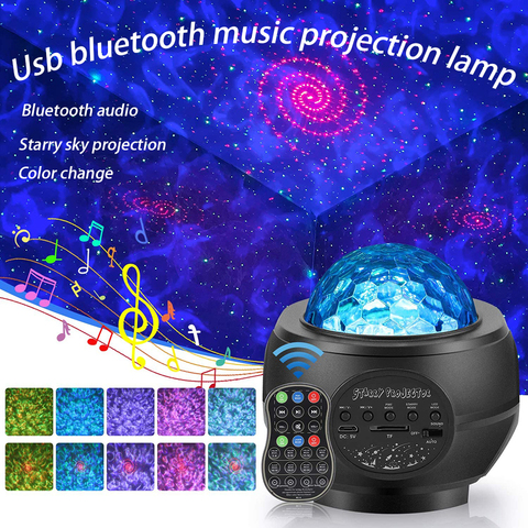 LED Galaxy Projector Disco Night Light Usb Ocean Wave Projector DJ Ball Light with Phone Bluetooth Music Remote Control Gift ► Photo 1/6