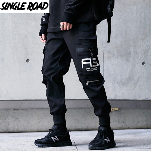  New Men's Side Pocket Cargo Pants Black Hip Hop