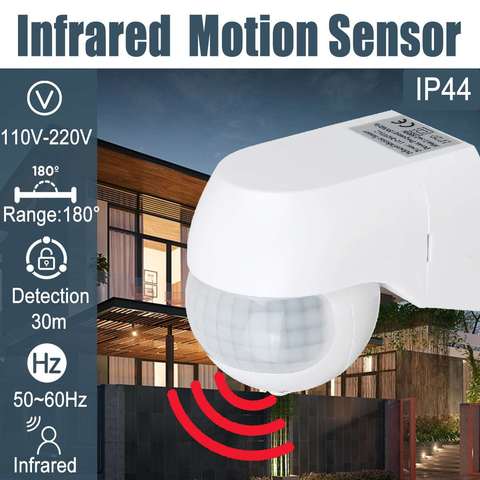 Sensitive Infrared PIR Motion Sensor 180 Degree Adjustable Wireless Alarm Detector 110V-220V Time Delay Home Security Outdoor ► Photo 1/6