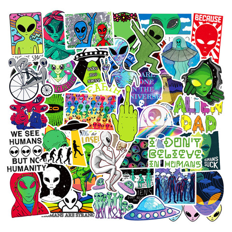 50PCS Outer Space Stickers Toys for Children Alien UFO Astronaut Rocket Ship Planet Sticker to Scrapbooking Skateboard Laptop F4 ► Photo 1/5