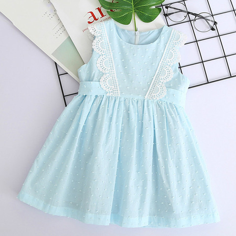 Girls Dress 2022 Summer Brand Girls Clothes Sleeveless Lace Vest Princess Dress for Girl Kids Party Dress for 2 6 7 Years ► Photo 1/6