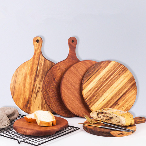 Wood Round Cutting Boards Kid's Eco Breakast Plates West Food Dish Plates Restaurant Steak Plates Cake Plates Pizza Peel ► Photo 1/5