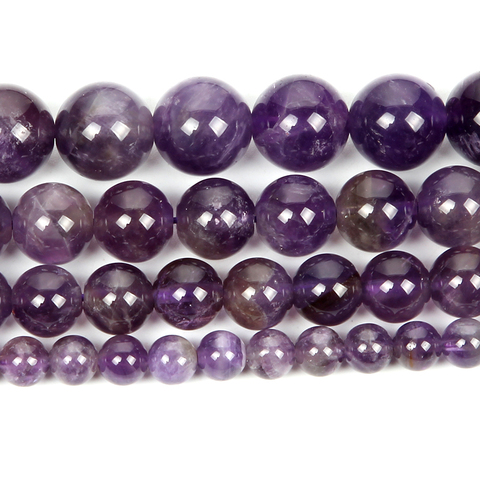 Natural Stone Dark Amethysts Agates Charm Round Loose Beads For Jewelry Making For Needlework Beads Diy Strand 4/6/8/10/12 MM ► Photo 1/5