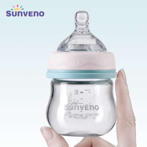 Sunveno Glass Baby Bottle Newborn Baby Milk Bottle Nursing Bottle Anti-Choke Design BPA Free 80ml 2.5 oz ► Photo 1/6