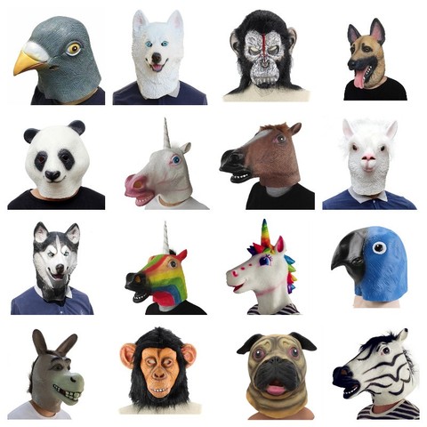 Halloween Masquerade Mask funny Creepy Horse unicorn Alpaca Pigeon Rubber Animal Mask latex party Panda Animal Mask kids Party ► Photo 1/6