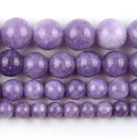 Natural Lilac Chalcedony Jades Stone Beads Round Loose Spacer Beads For Jewelry Making DIY Bracelet Handmade 6/8/10/12mm ► Photo 1/6