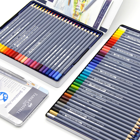 FABER CASTELL Blue iron box professional 12/24/36/48 color water soluble color pencil art grade art dedicated color lead ► Photo 1/6