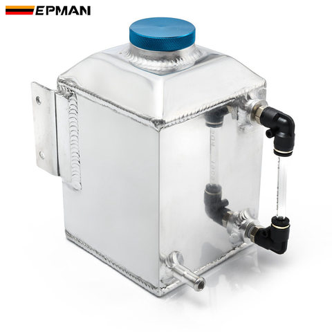 EPMAN Aluminum Square Car Engine Oil Catch Tank Can Reservoir Breather Kit Fuel Surge Tank 1L EPYXFST015 ► Photo 1/6